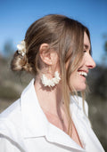 Boucles d’oreilles en fleurs stabilisées et tissu